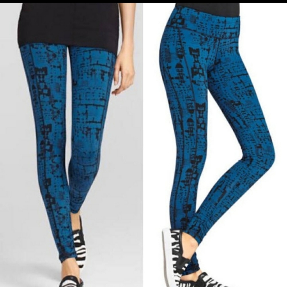CAbi Blue and Black Patterned Leggings